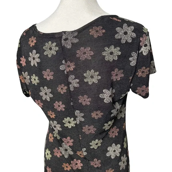 Vintage 90s Mesh Semi-Sheer Slinky Floral Dress - Picture 4 of 8